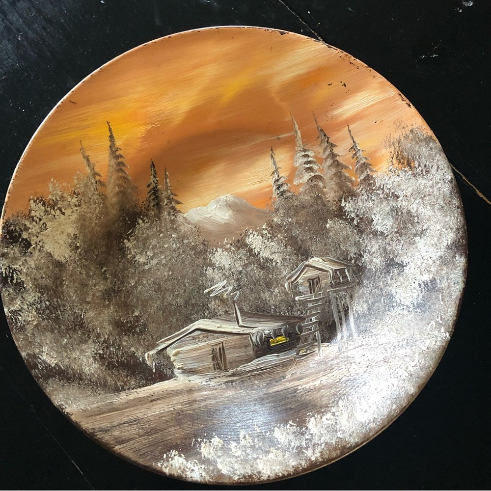 Hand painted Pie Tin. Out There.